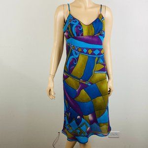 Studio Soleil 70's Revival Y2K Multicolor Artsy Retro Women's L Dress
